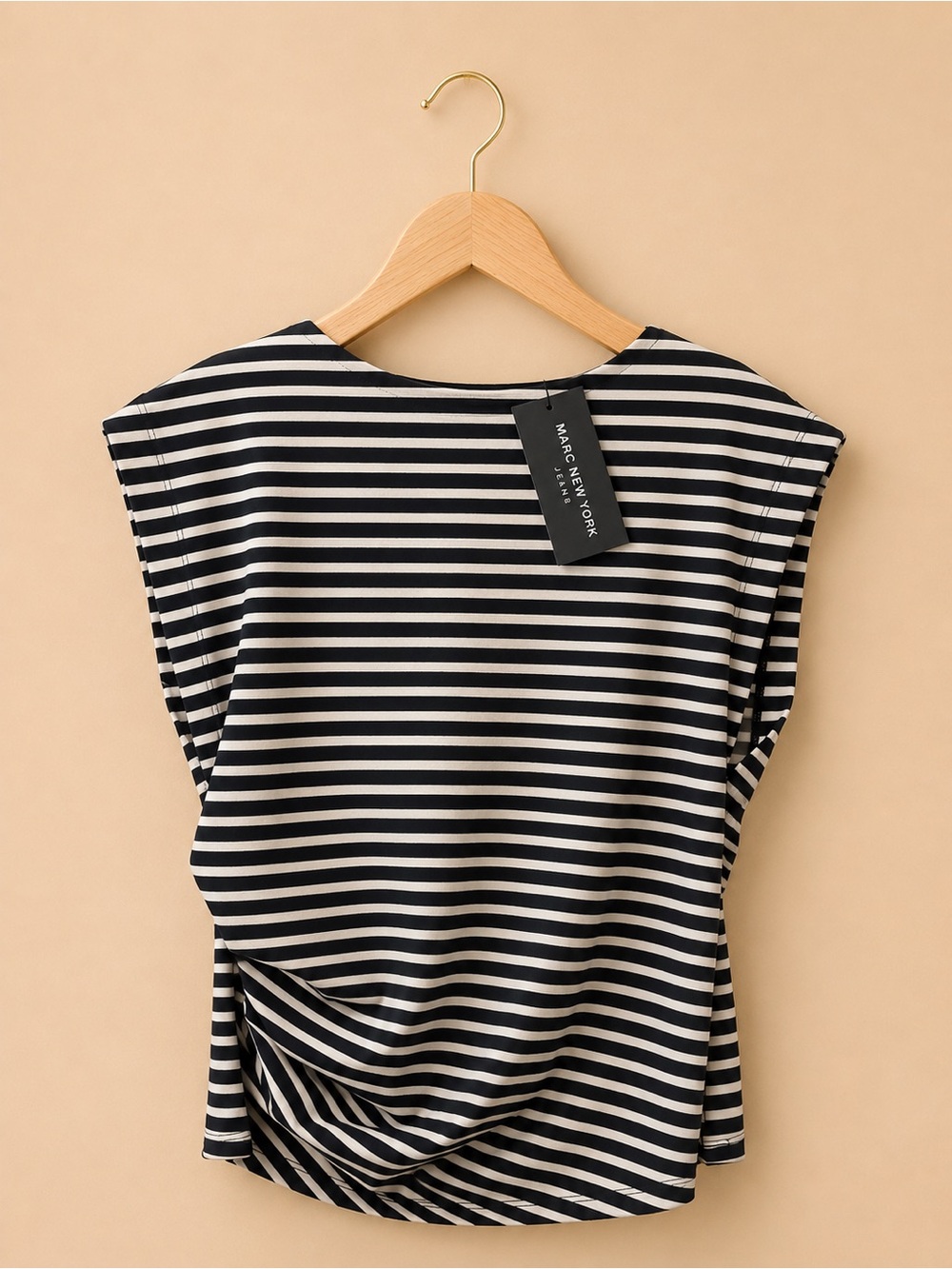 Marc New York Navy and White Striped Sleeveless Tank